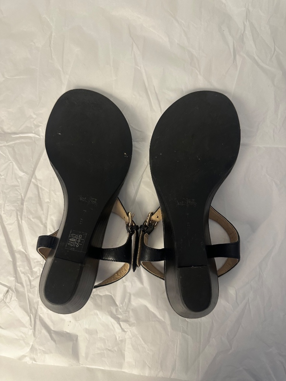 Coach black leather sandals with gold hardware in US 7B - Picture 3 of 5